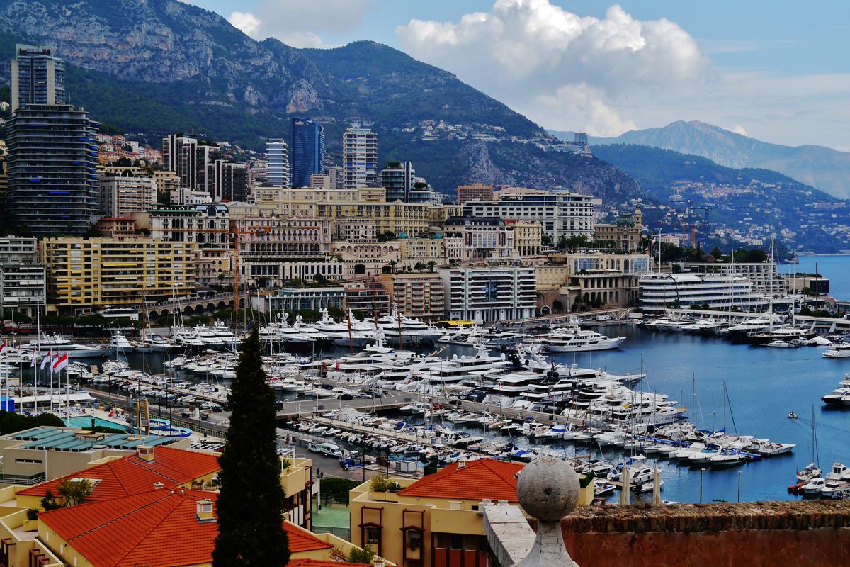 Monaco harbour with superyachts on the French Riviera